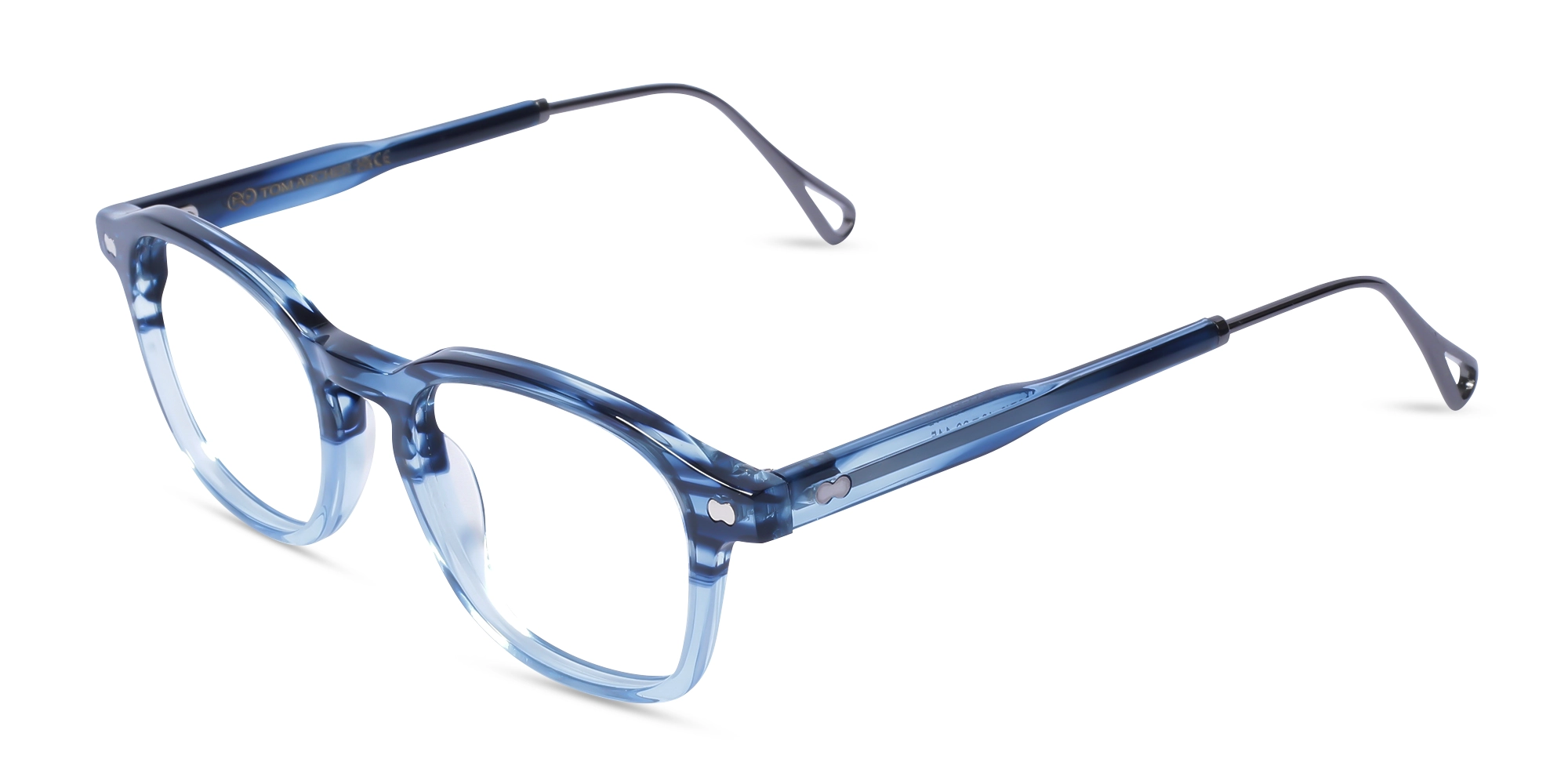 Crystal Denim Blue Marble Square Keyhole Glasses 3