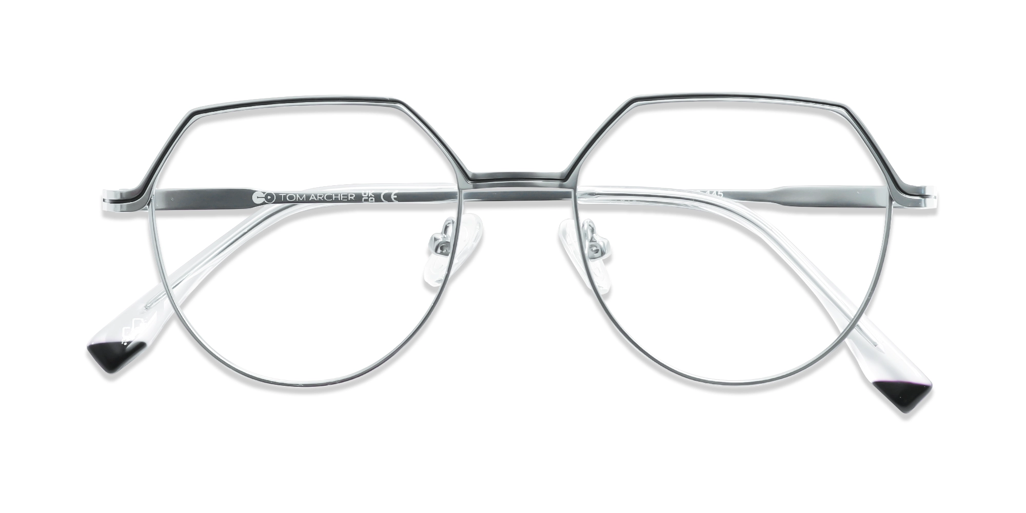 Matte Silver Geometric Round Glasses -6