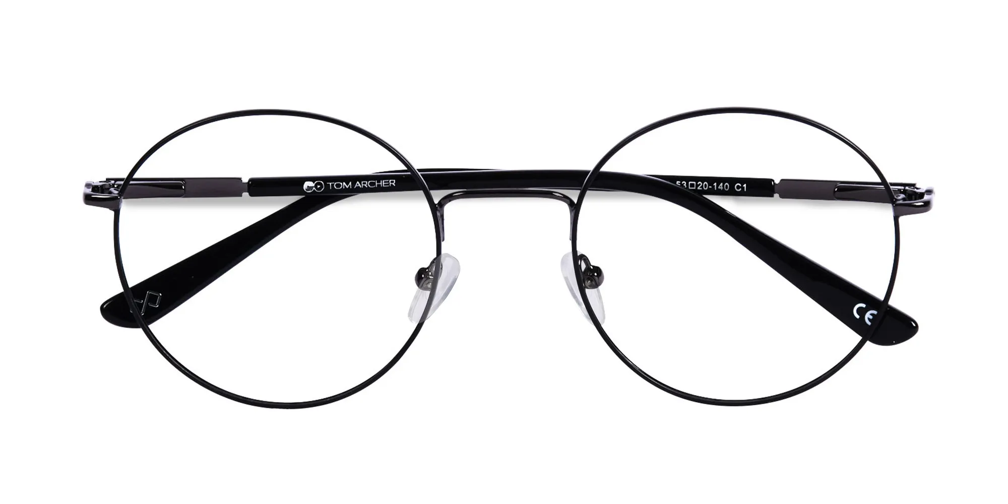 Black Round Metal Frame Glasses-2