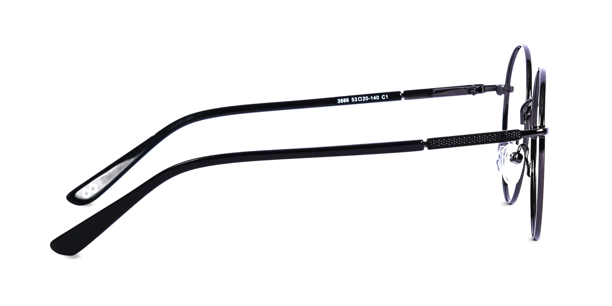 Black Round Metal Frame Glasses-2