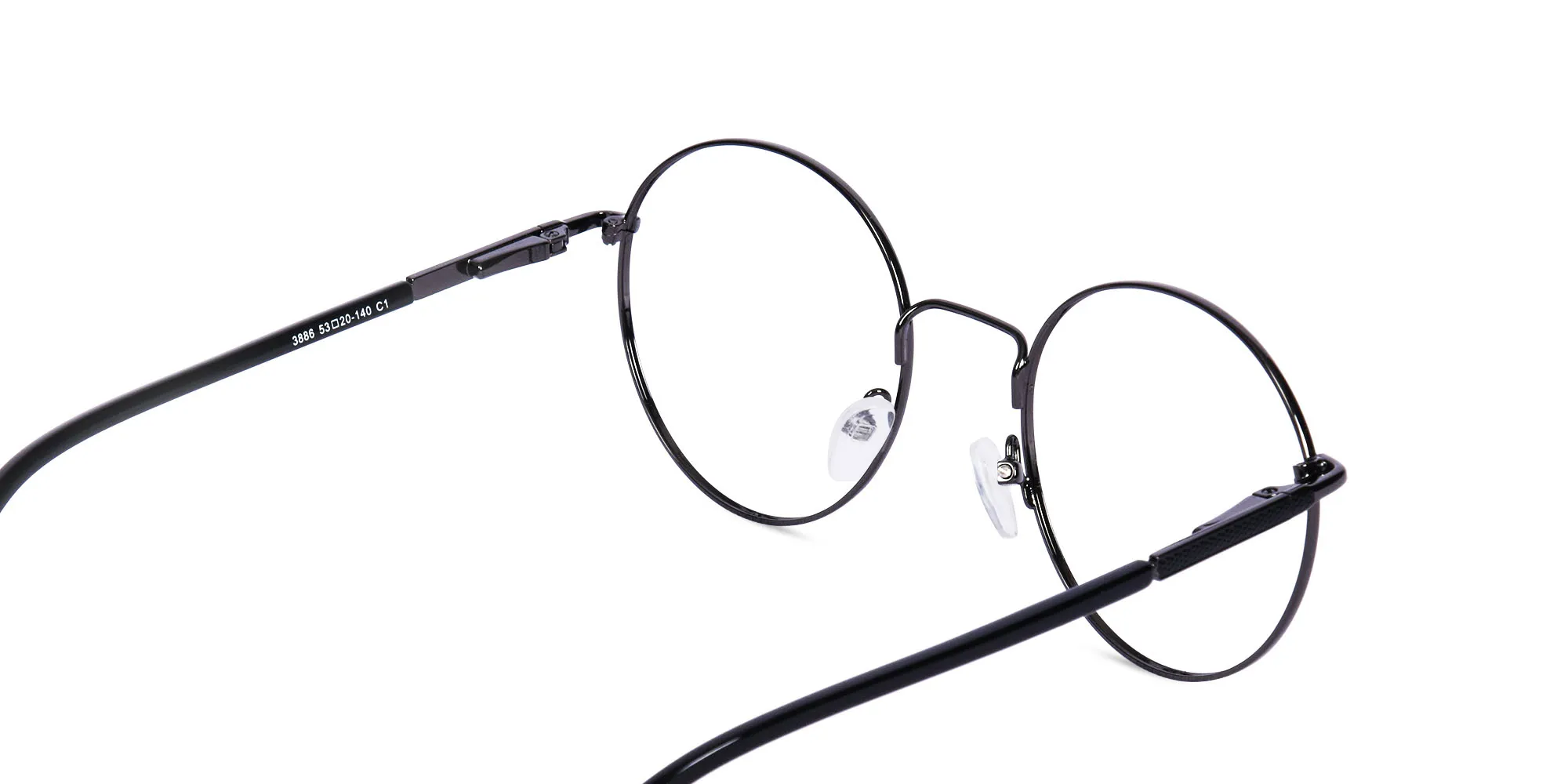 Black Round Metal Frame Glasses-2