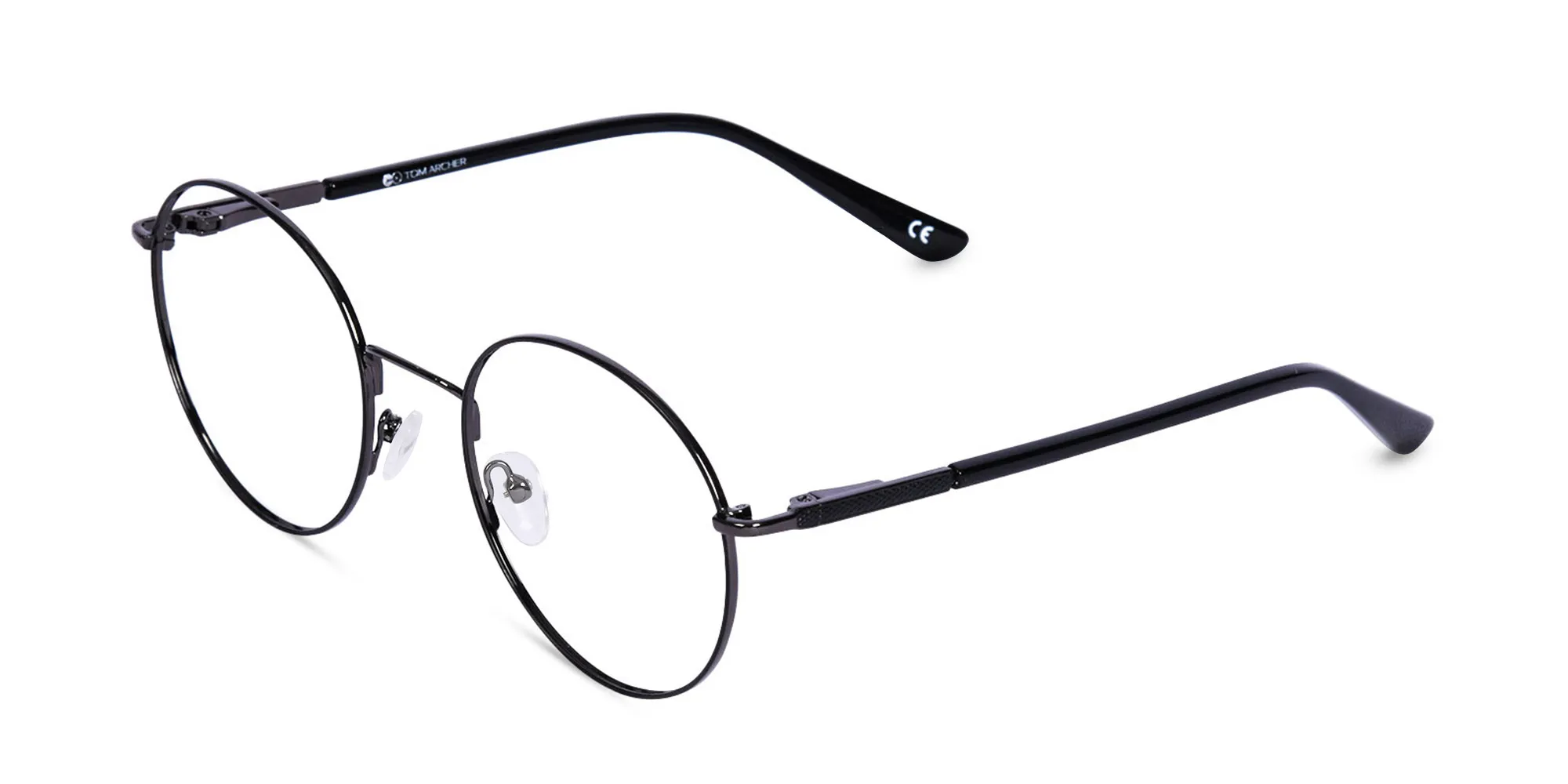 Black Round Metal Frame Glasses-2