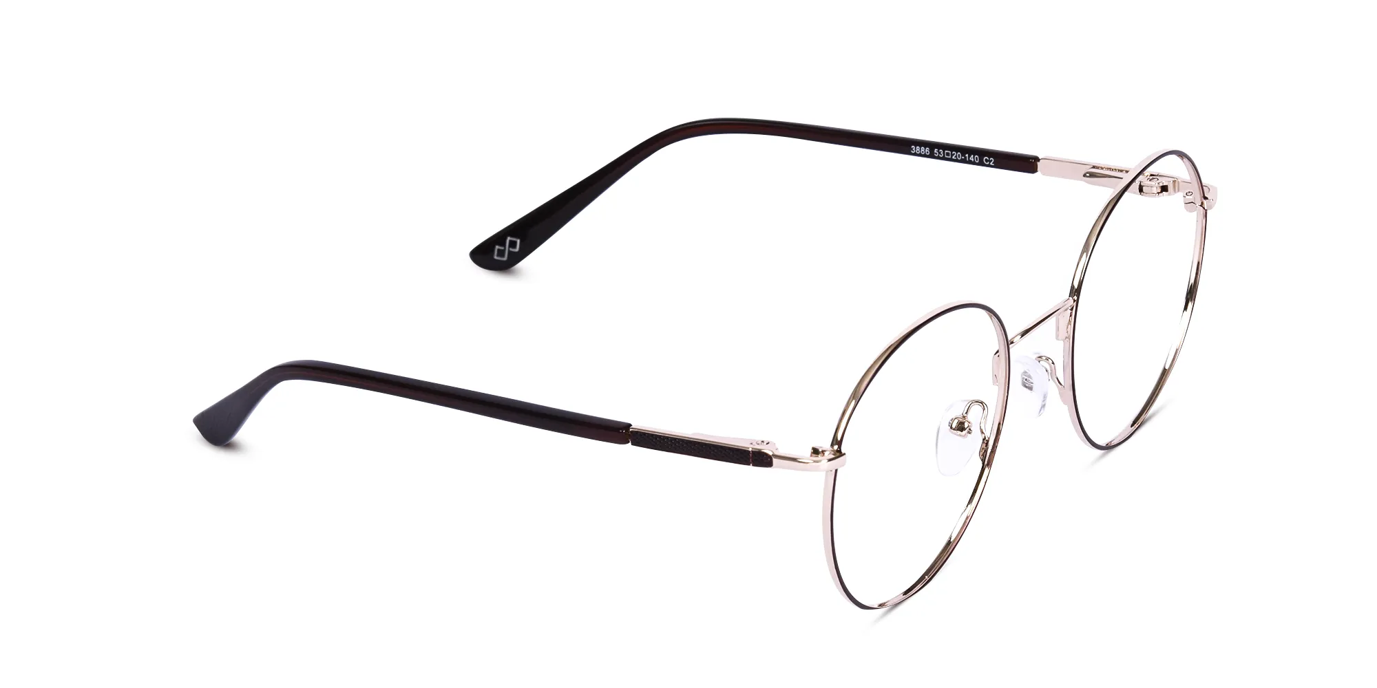 Brown And Gold Metal Frame Eyeglasses-2
