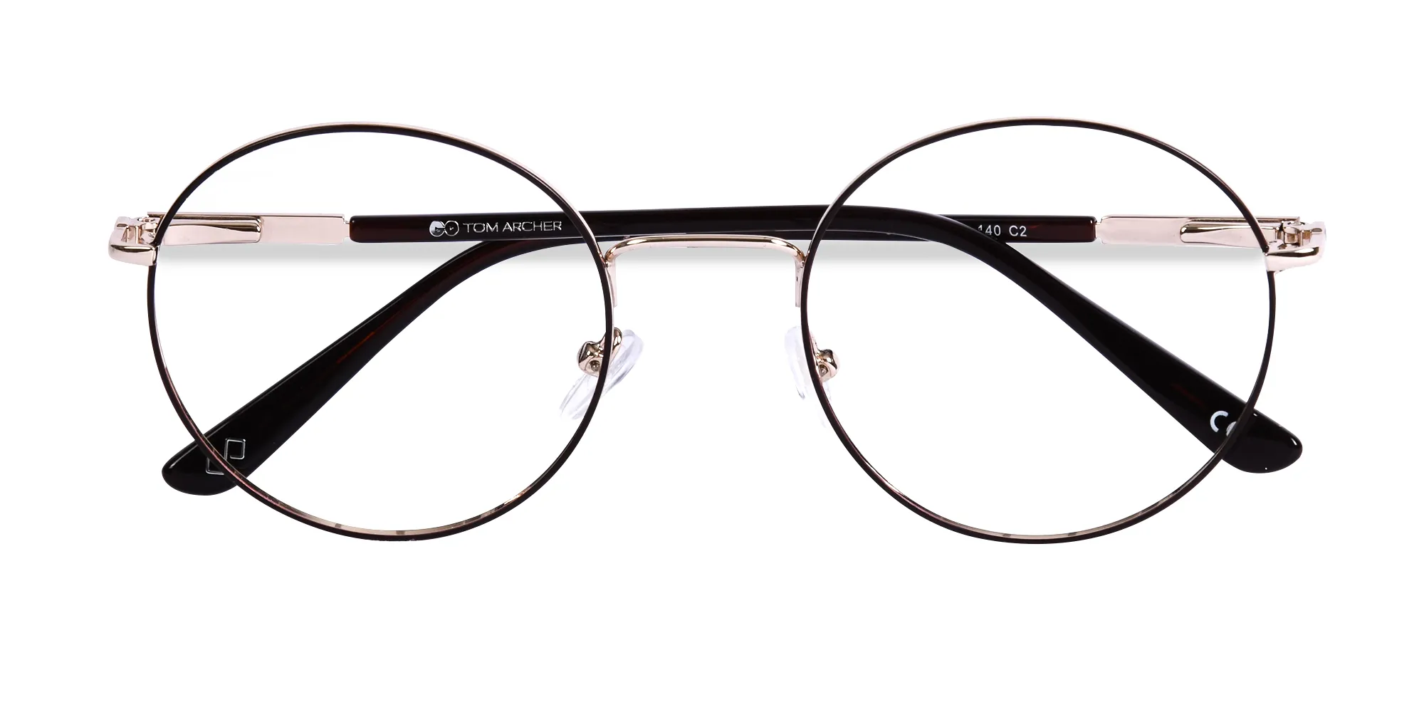 Brown And Gold Metal Frame Eyeglasses-2