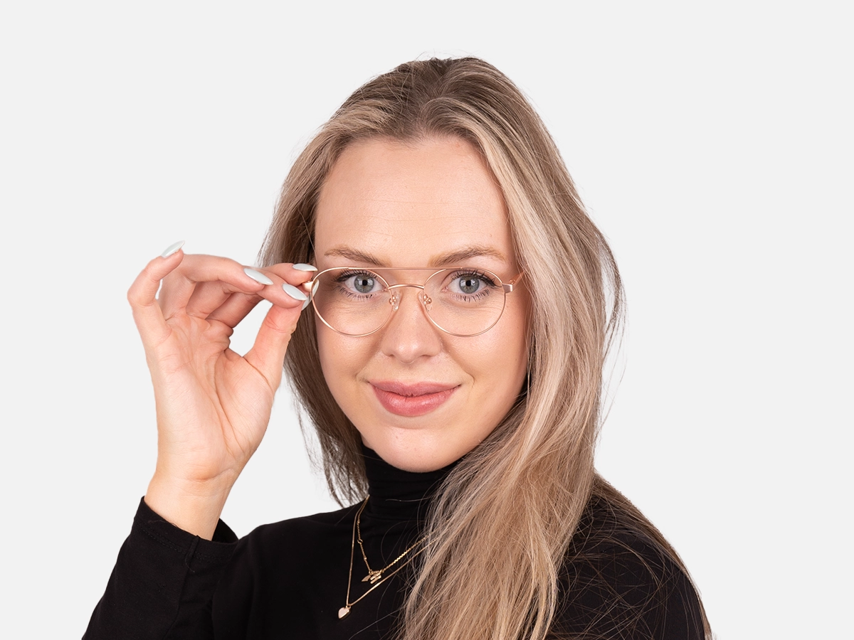 Matte Rose Gold Pilot Glasses Frames-55