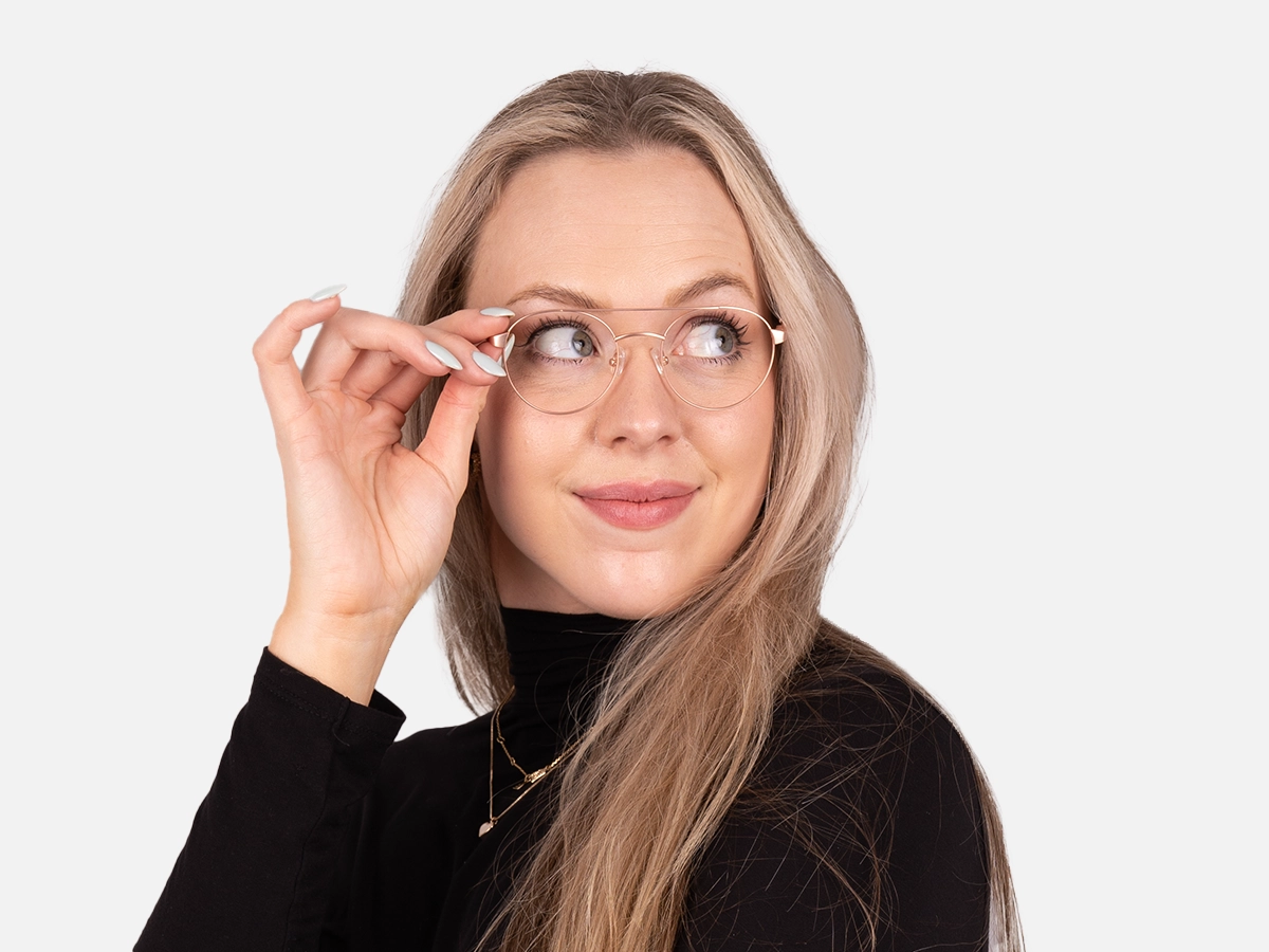 Matte Rose Gold Pilot Glasses Frames-54