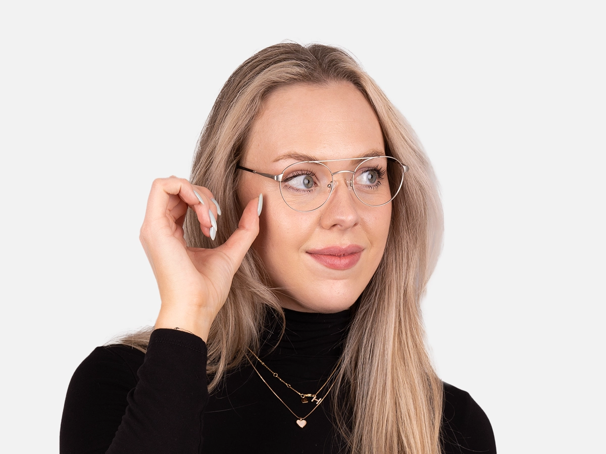 Matte Silver Metal Eyeglass Frames-53