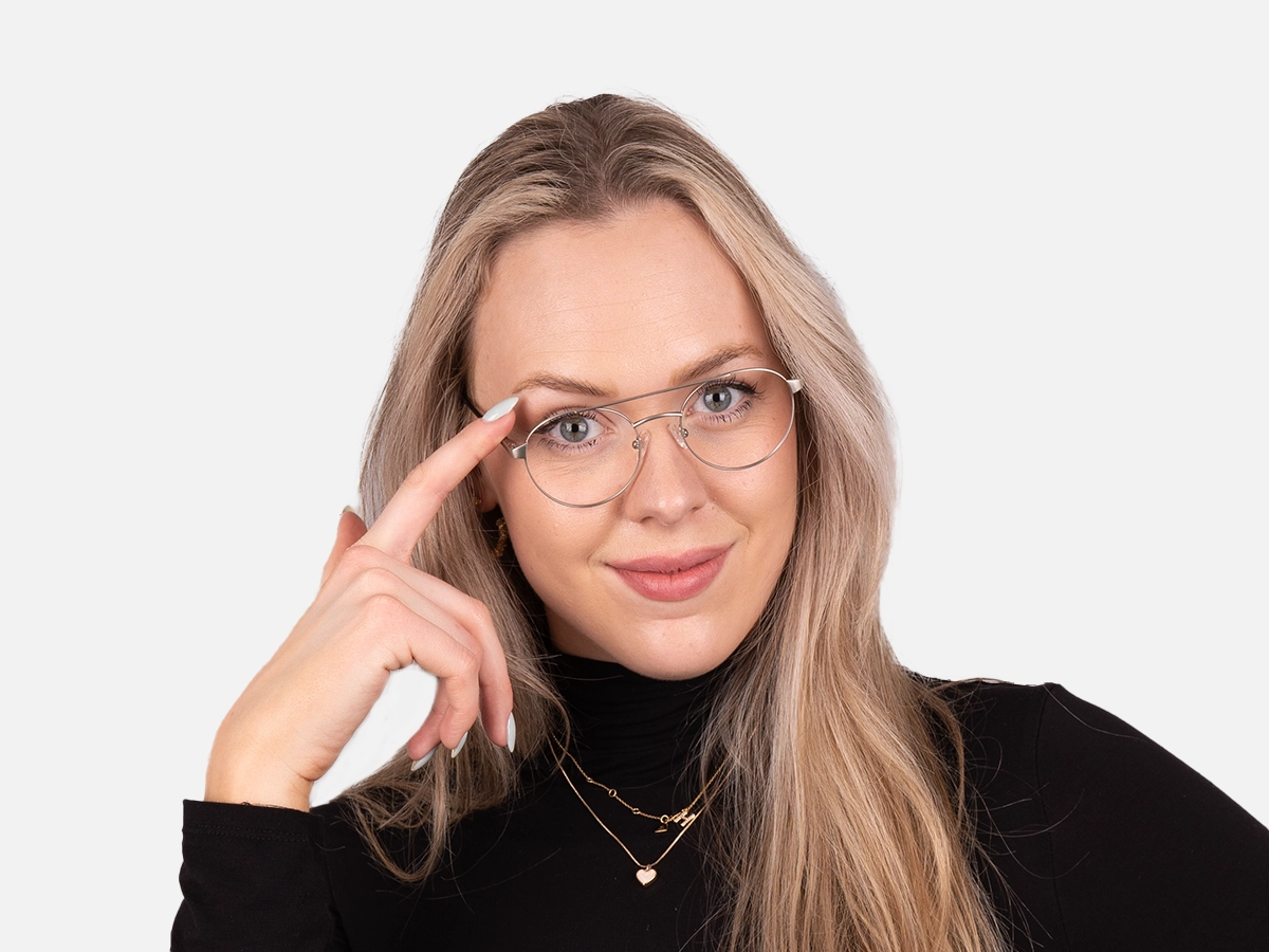 Matte Silver Metal Eyeglass Frames-52