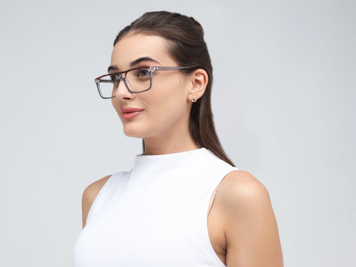 Crystal Tortoise Rectangle Glasses 52