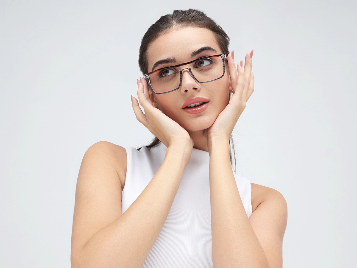 Crystal Tortoise Rectangle Glasses 51