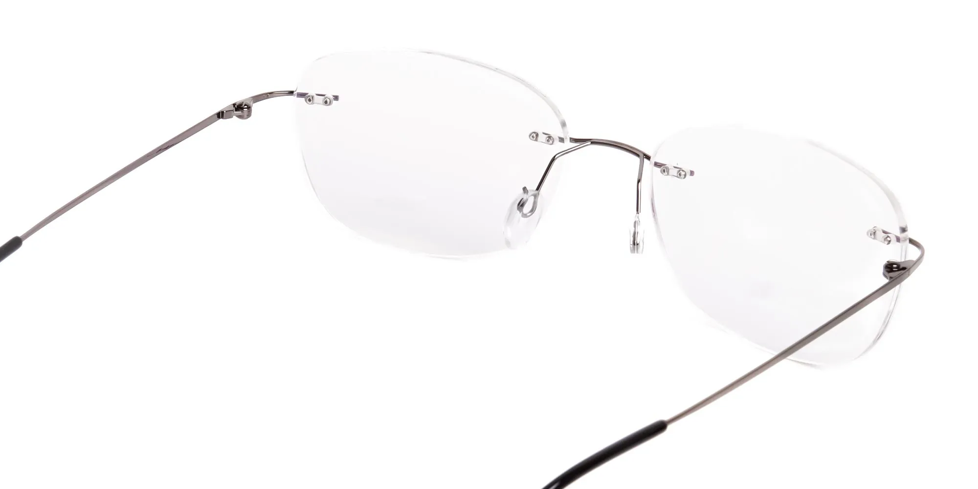 gunmetal square rimless glasses frames-2