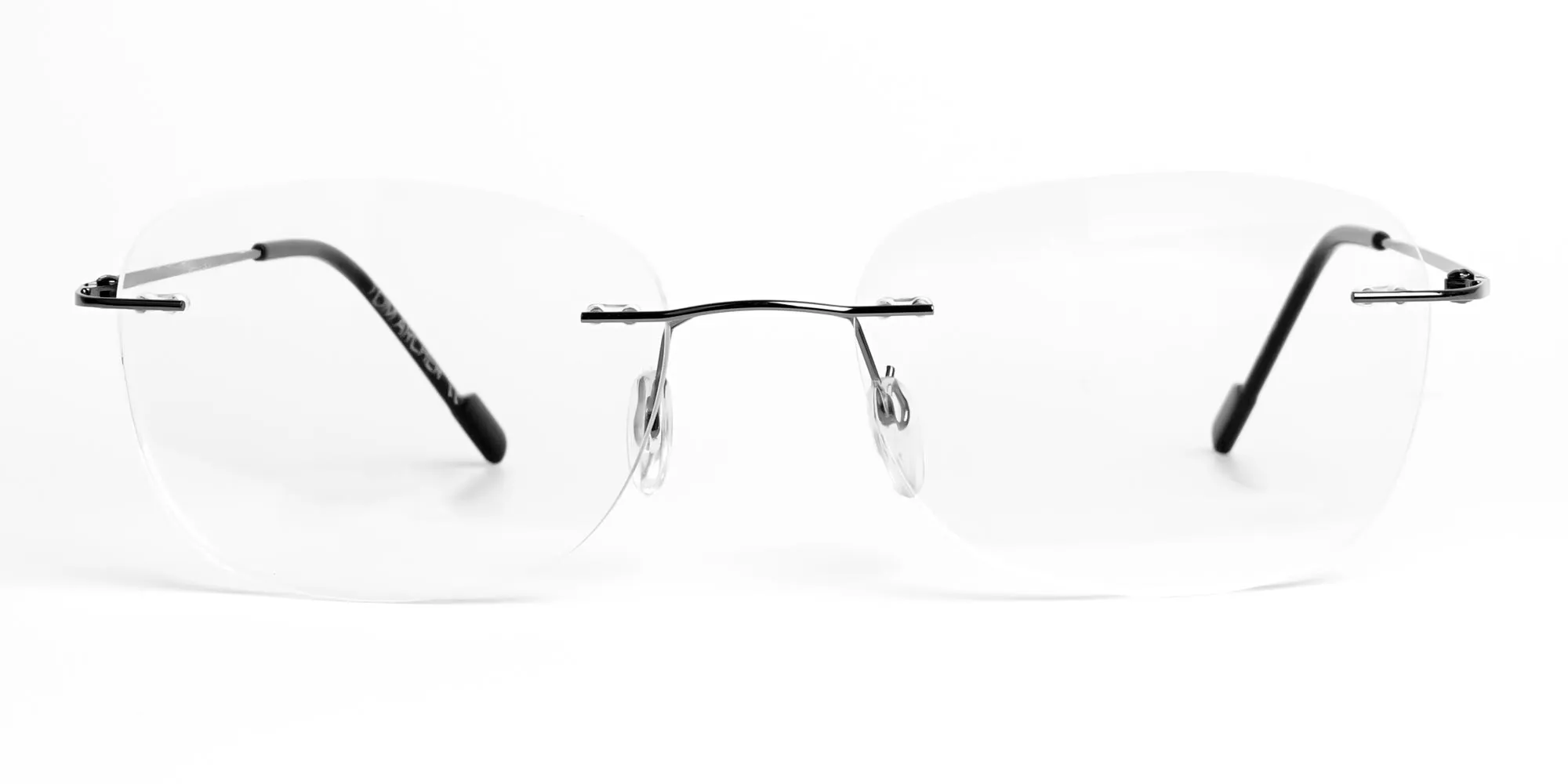 gunmetal square rimless glasses frames-2