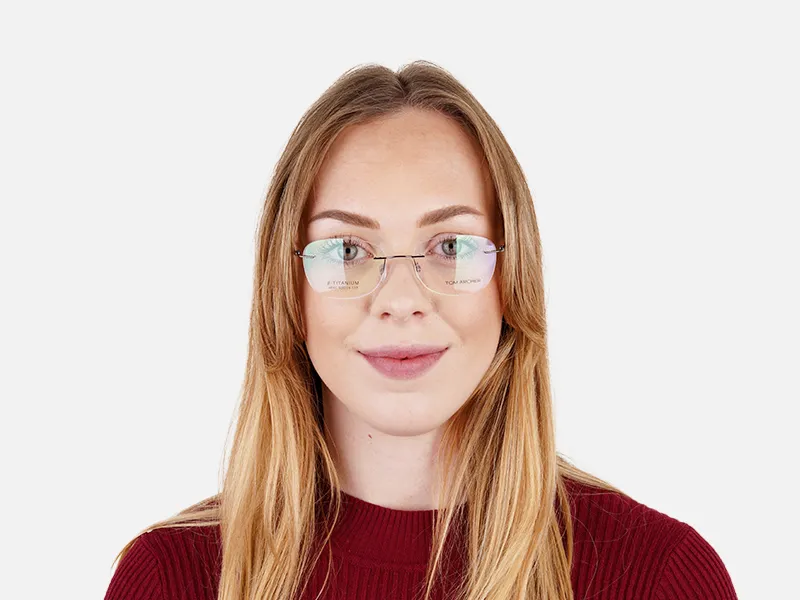 gunmetal square rimless glasses frames-2