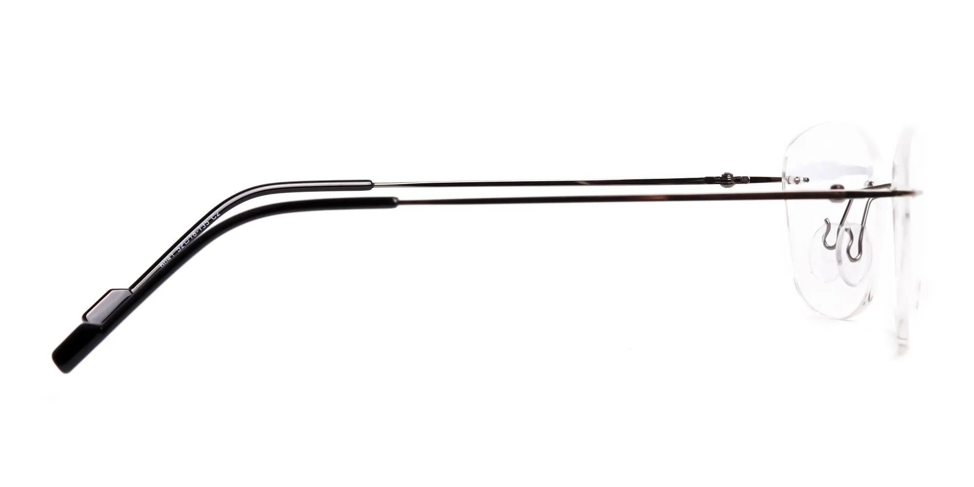 gunmetal square rimless glasses frames-2