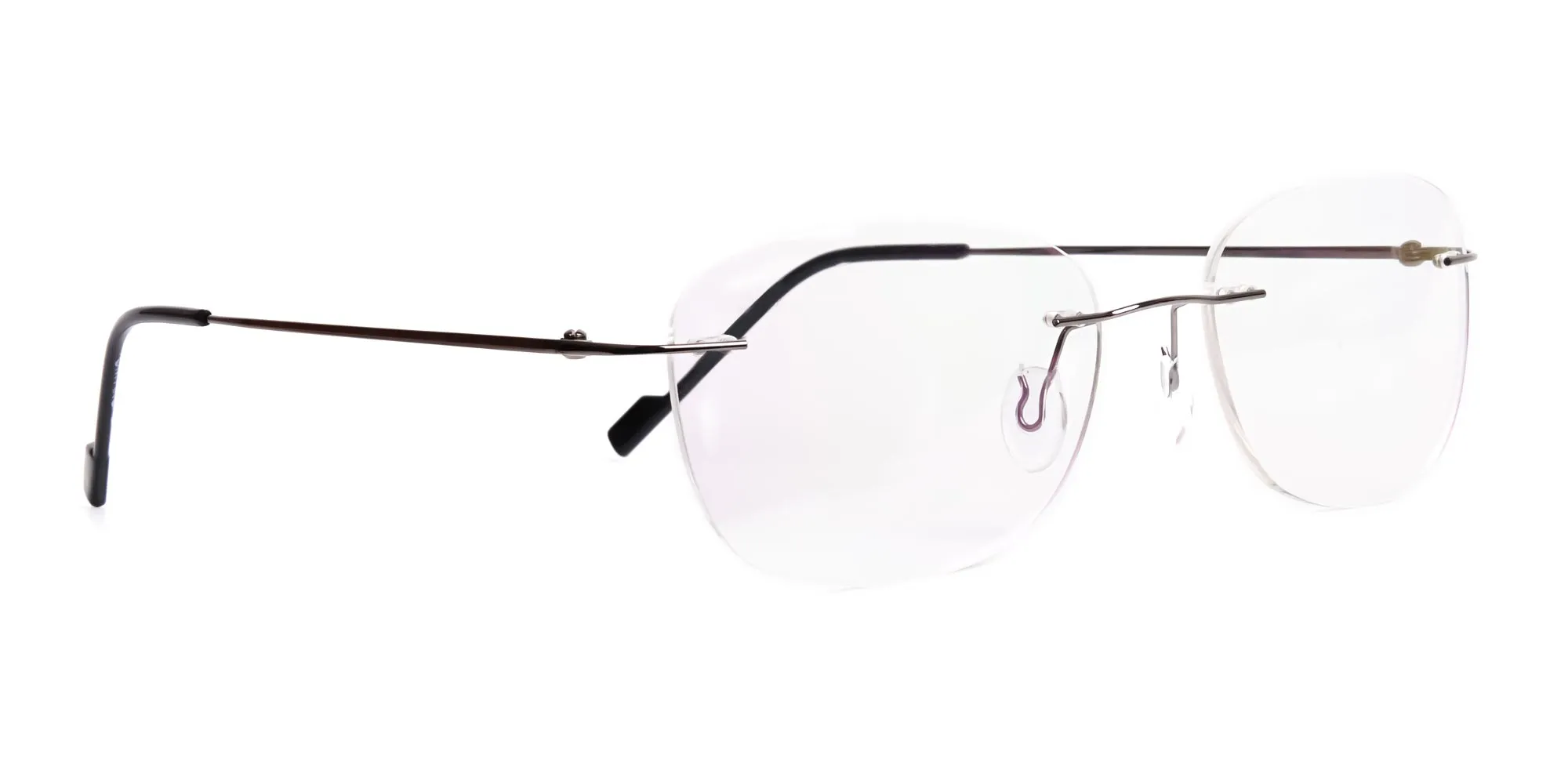 gunmetal square rimless glasses frames-2