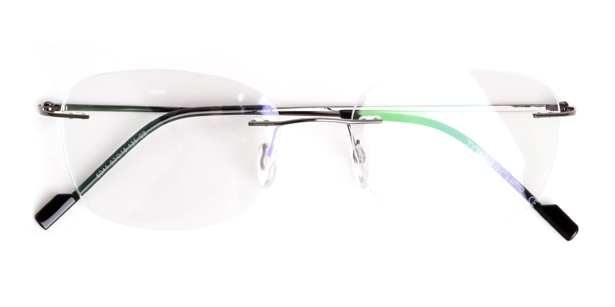 gunmetal square rimless glasses frames-2