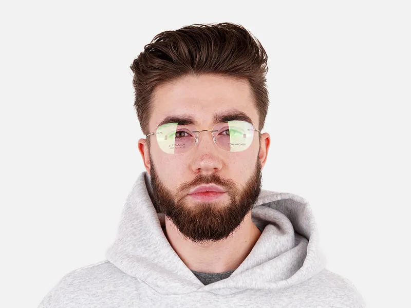 silver squarer rimless glasses frames-2