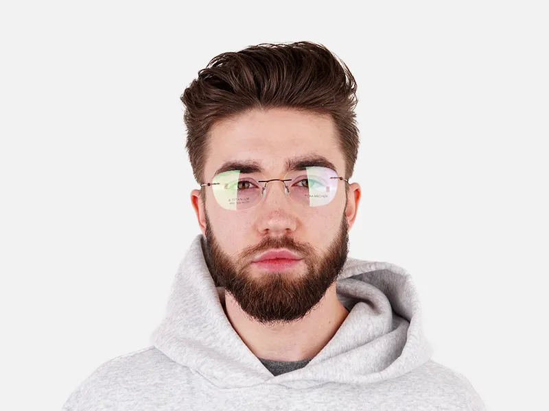 brown squarer rimless glasses frames-2