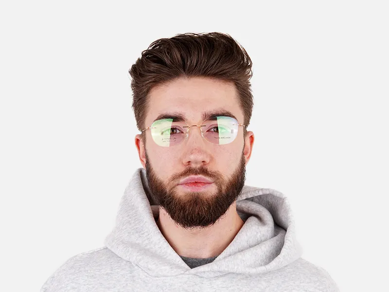 gold rimless titanium glasses frames-2