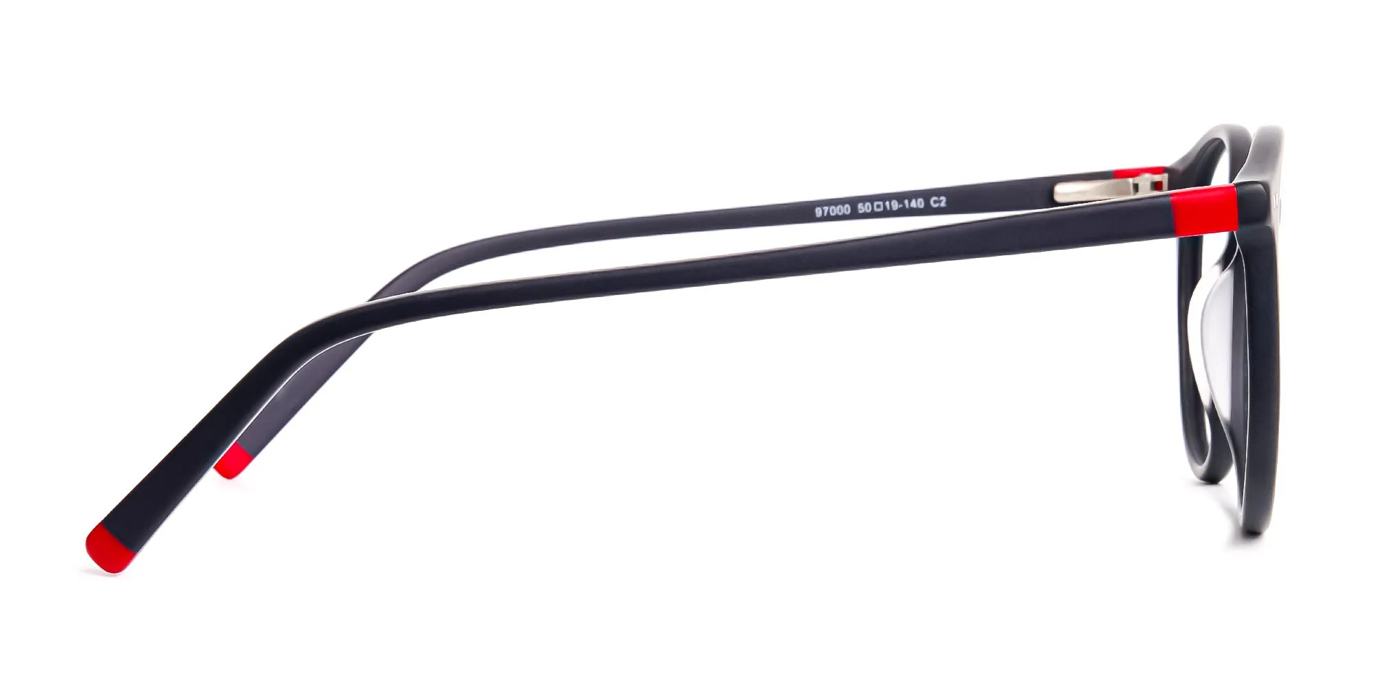 matte black and red round glasses frames-2