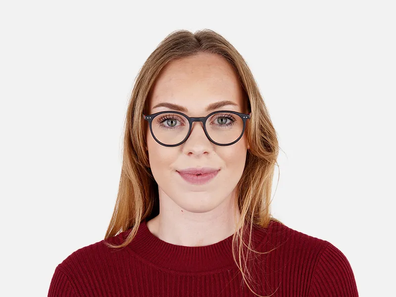 matte black and red round glasses frames-2