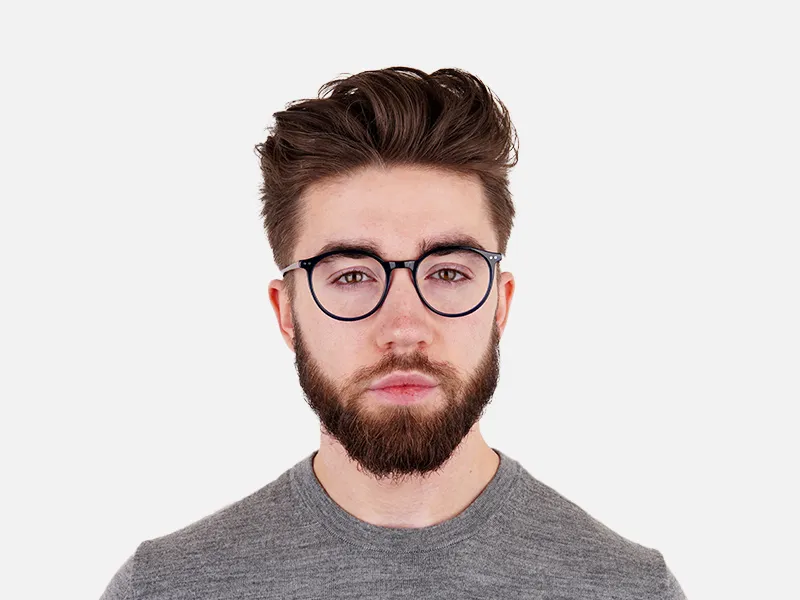 Round Blue Frame Glasses-2