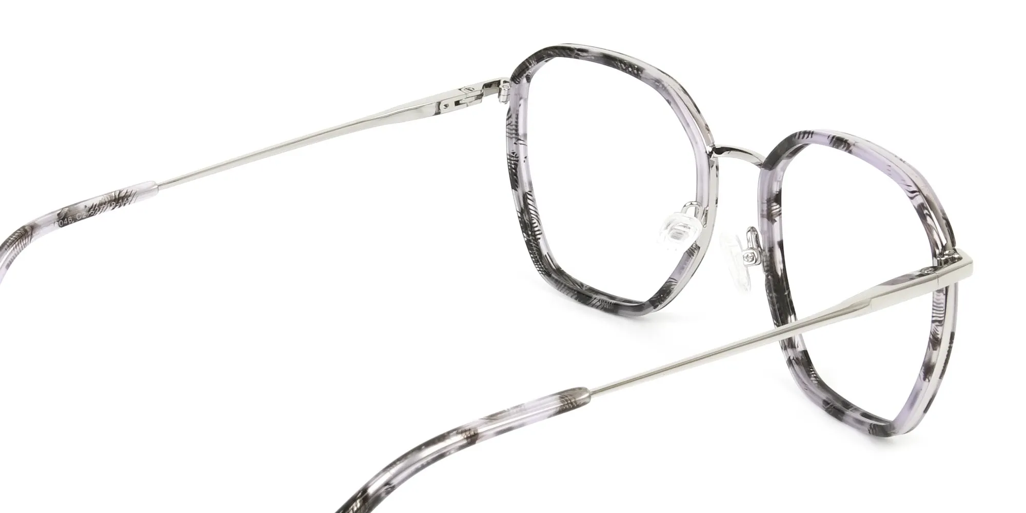 Octagon Glasses in Grey Lilac Tortoise with Silver Temple - 2