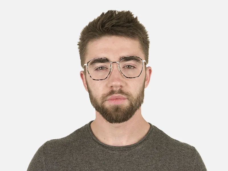 Octagon Glasses in Grey Lilac Tortoise with Silver Temple - 2