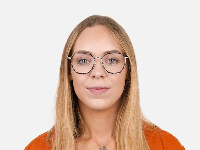 Octagon Glasses in Grey Lilac Tortoise with Silver Temple - 2