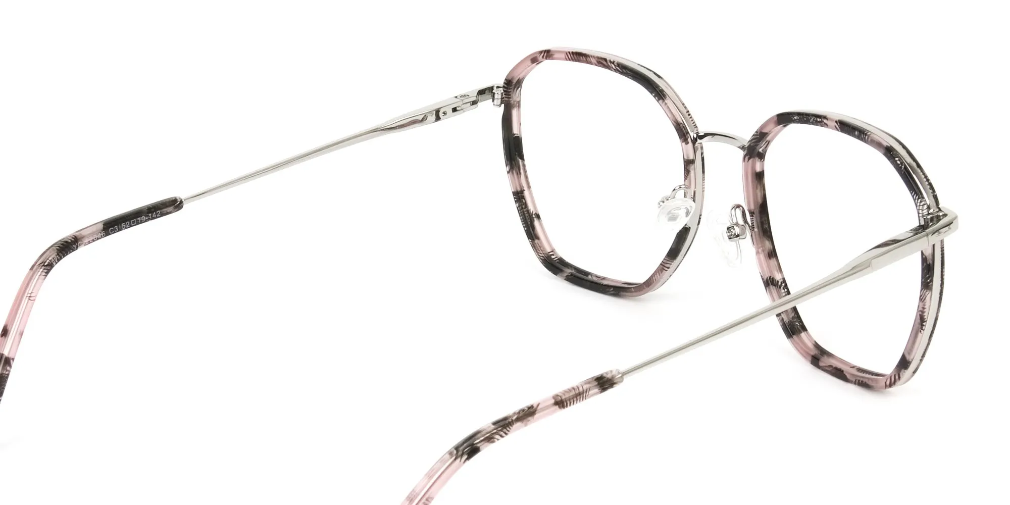Geometric Octagon Nude Pink Tortoise Glasses - 2