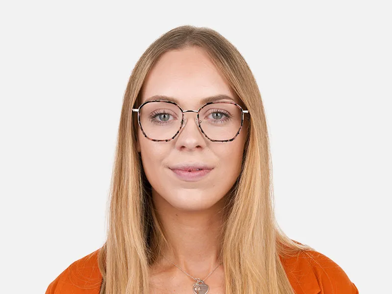 Geometric Octagon Nude Pink Tortoise Glasses - 2