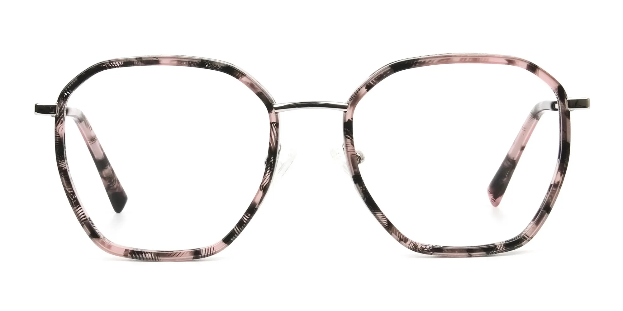 Geometric Octagon Nude Pink Tortoise Glasses - 2