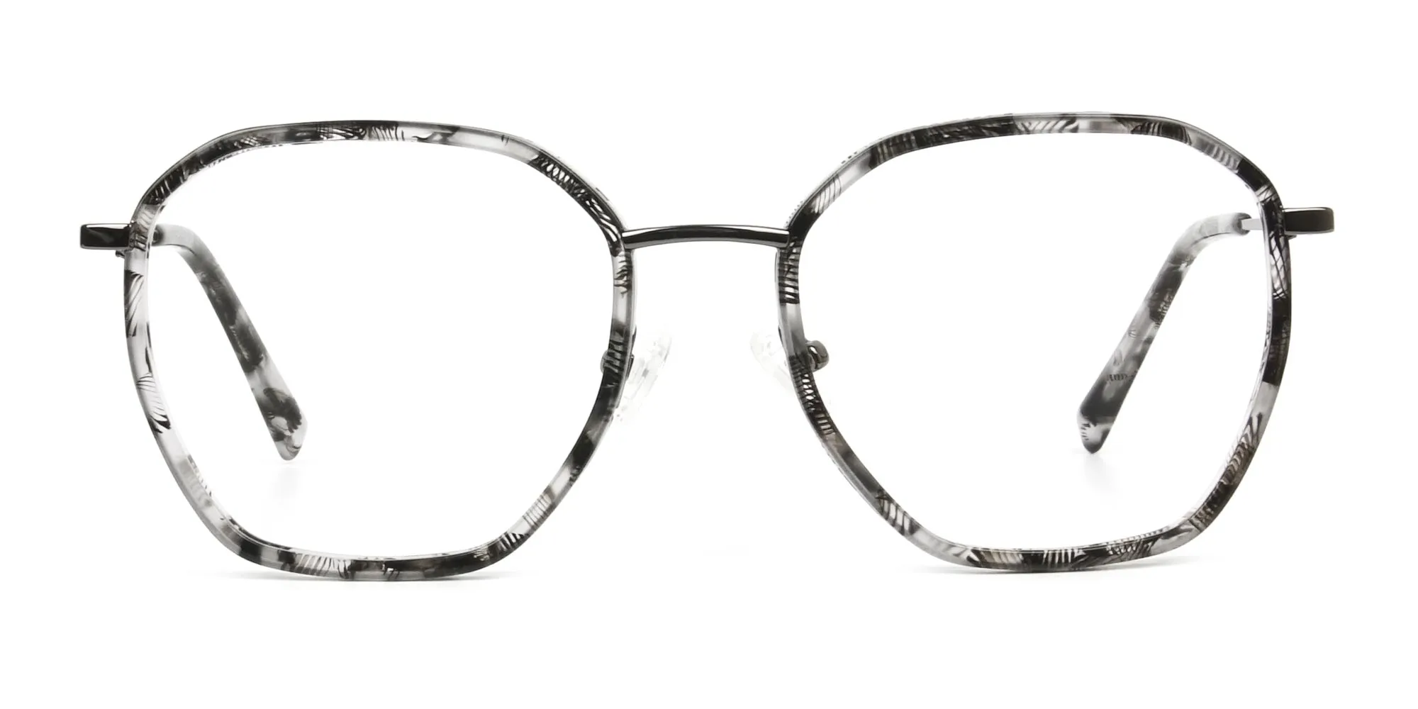 A22046F/4 - Gunmetal Grey Tortoiseshell Octagon Glasses