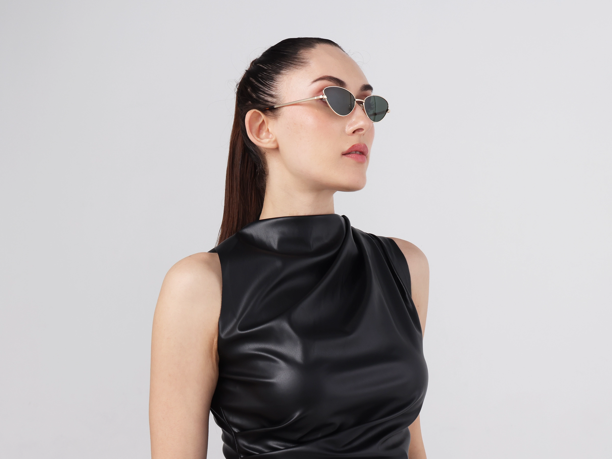 Champagne Gold Metal Cat-Eye Sunglasses 13