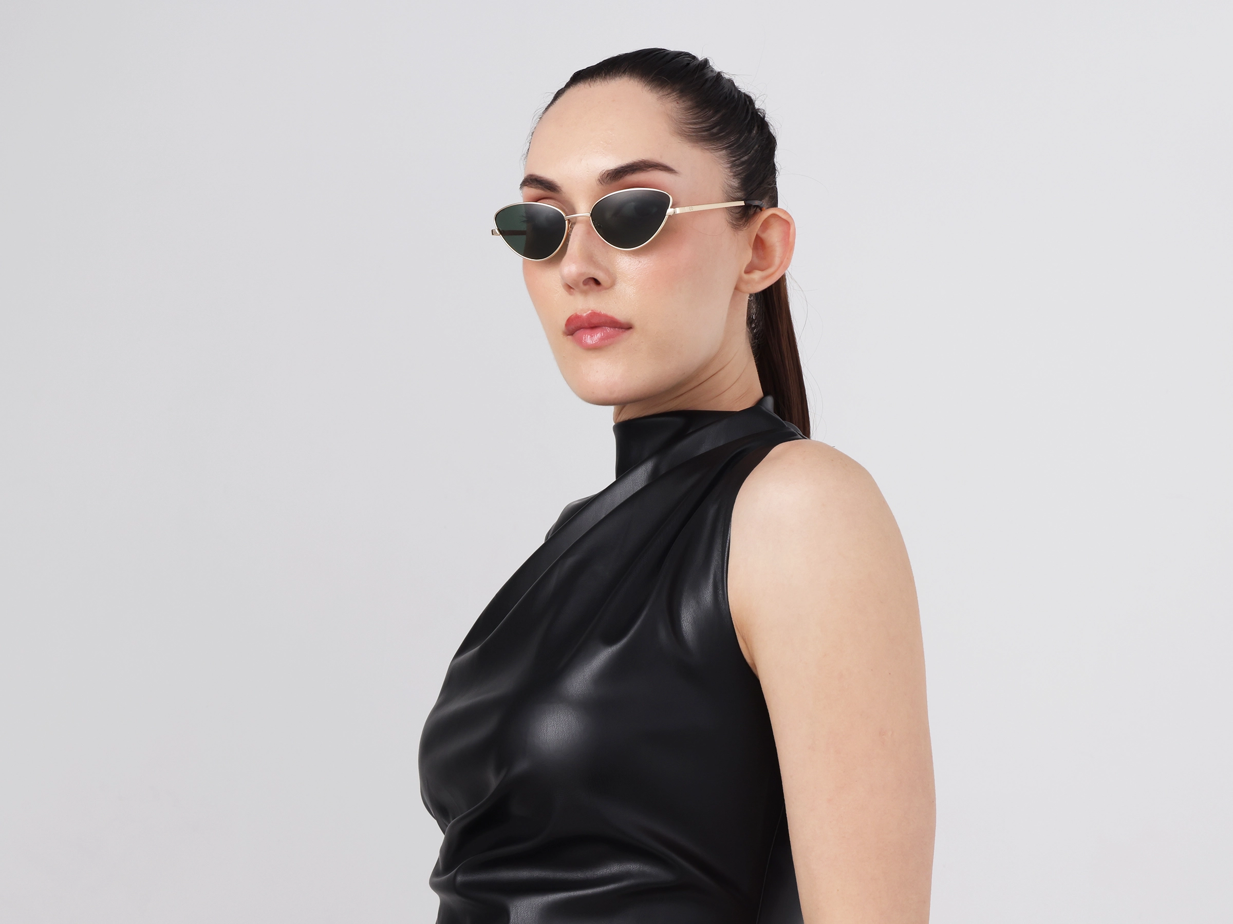Champagne Gold Metal Cat-Eye Sunglasses 11