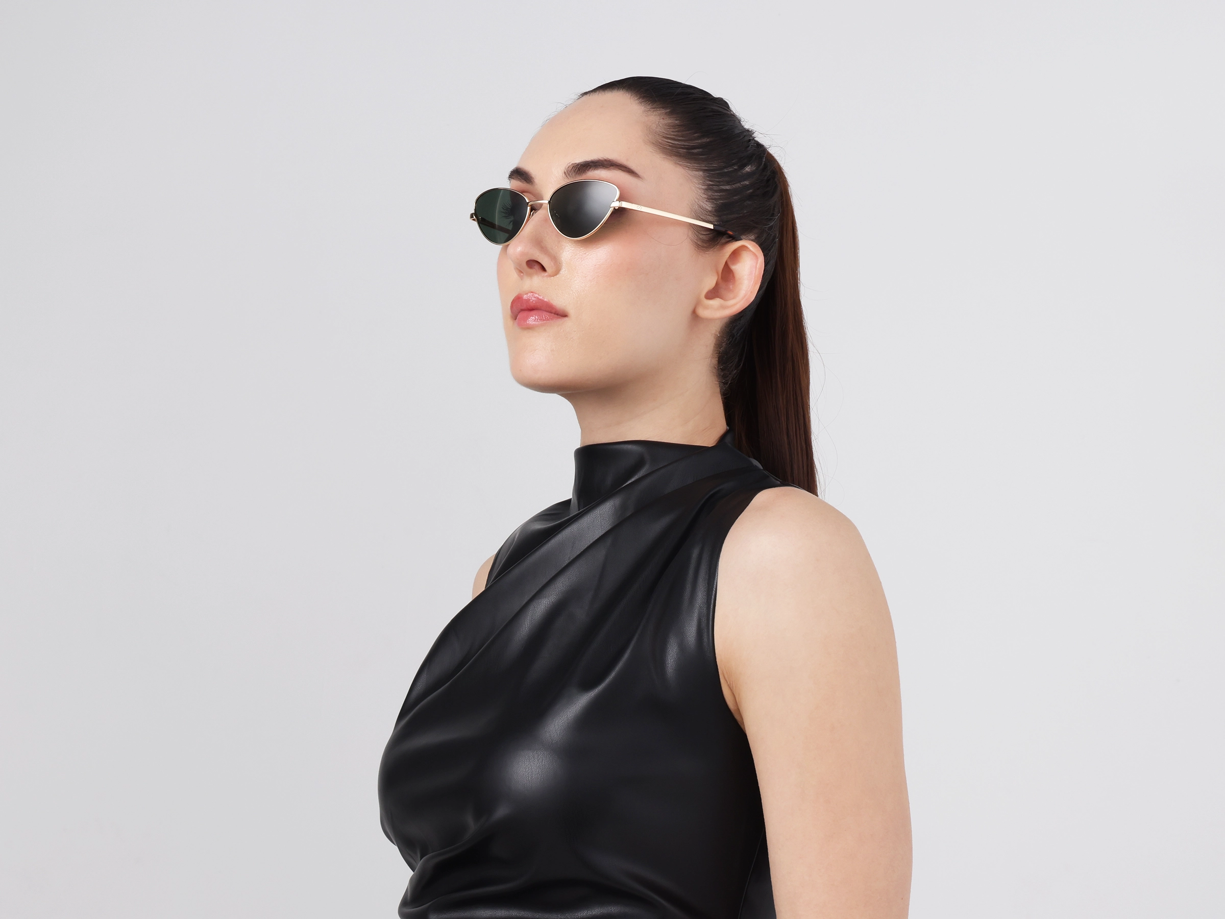 Champagne Gold Metal Cat-Eye Sunglasses 12