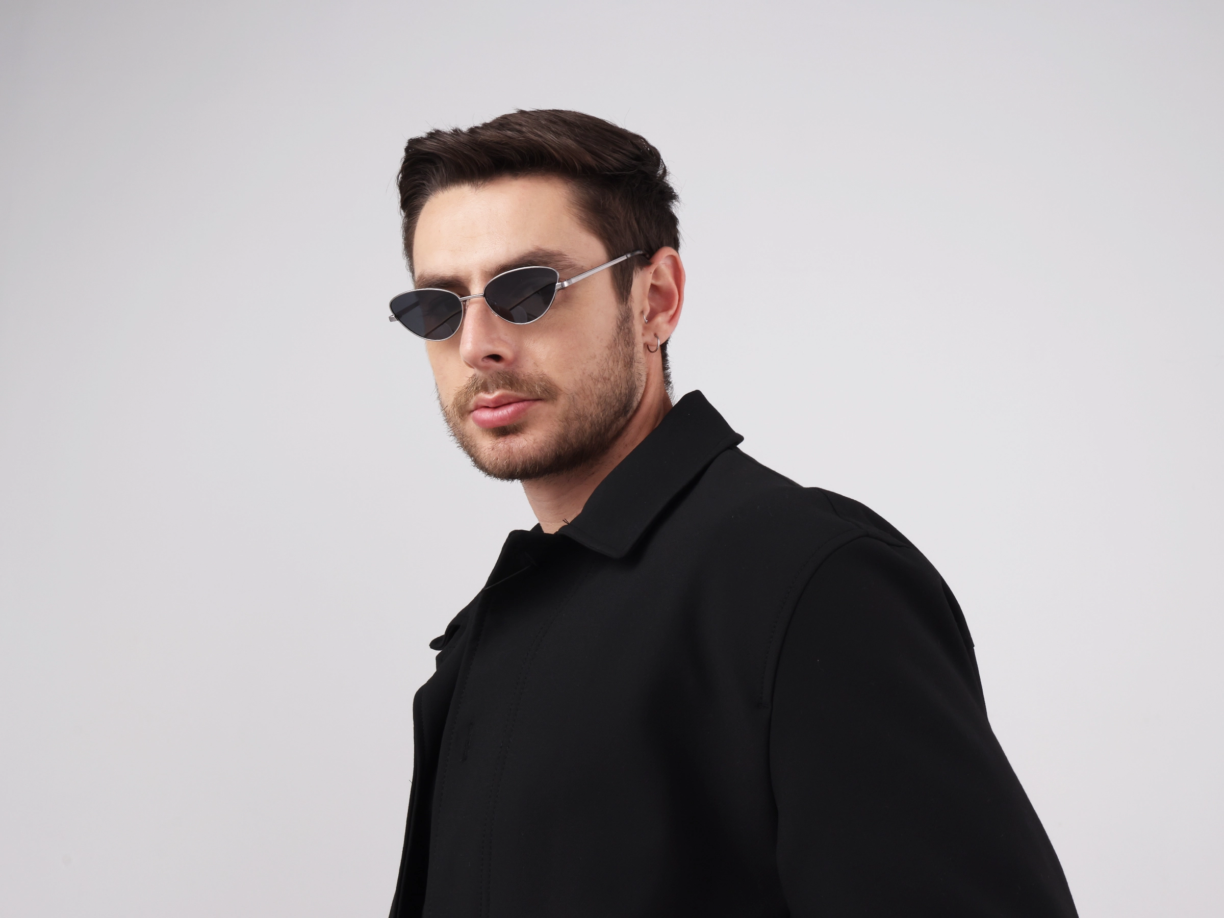 Silver and Black Marble Cat-Eye Sunglasses 1