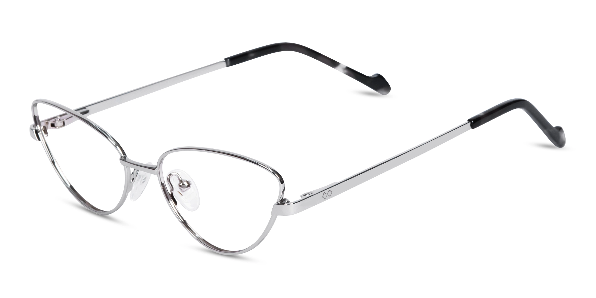 Silver & Blue Cat-eye Metal Glasses
