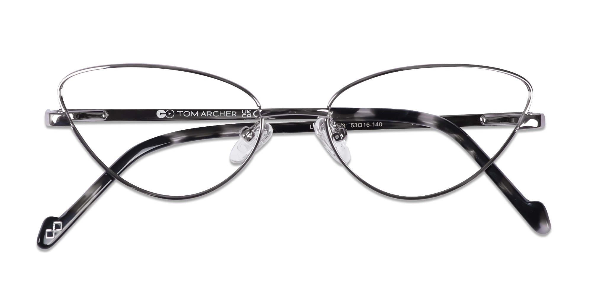 Silver & Blue Cat-eye Metal Glasses
