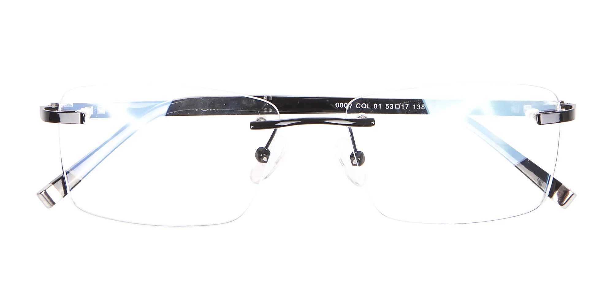 Fine Rectangular Rimless Frame Black-2