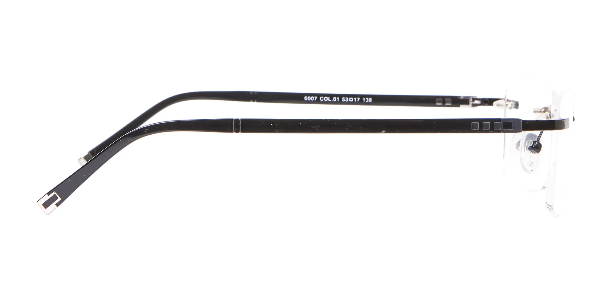 Fine Rectangular Rimless Frame Black-2
