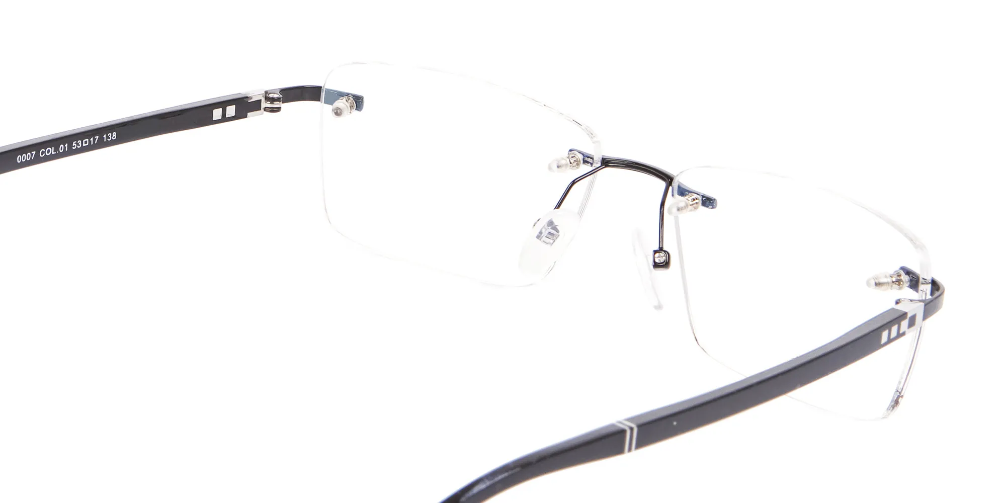 Fine Rectangular Rimless Frame Black-2