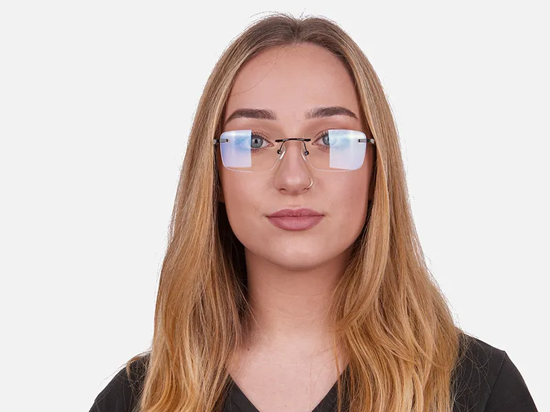 Man Woman's Rimless Frame Brown, Glasses UK-2