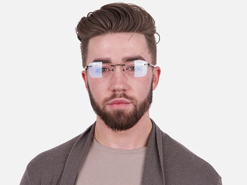 Man Woman's Rimless Frame Brown, Glasses UK-2