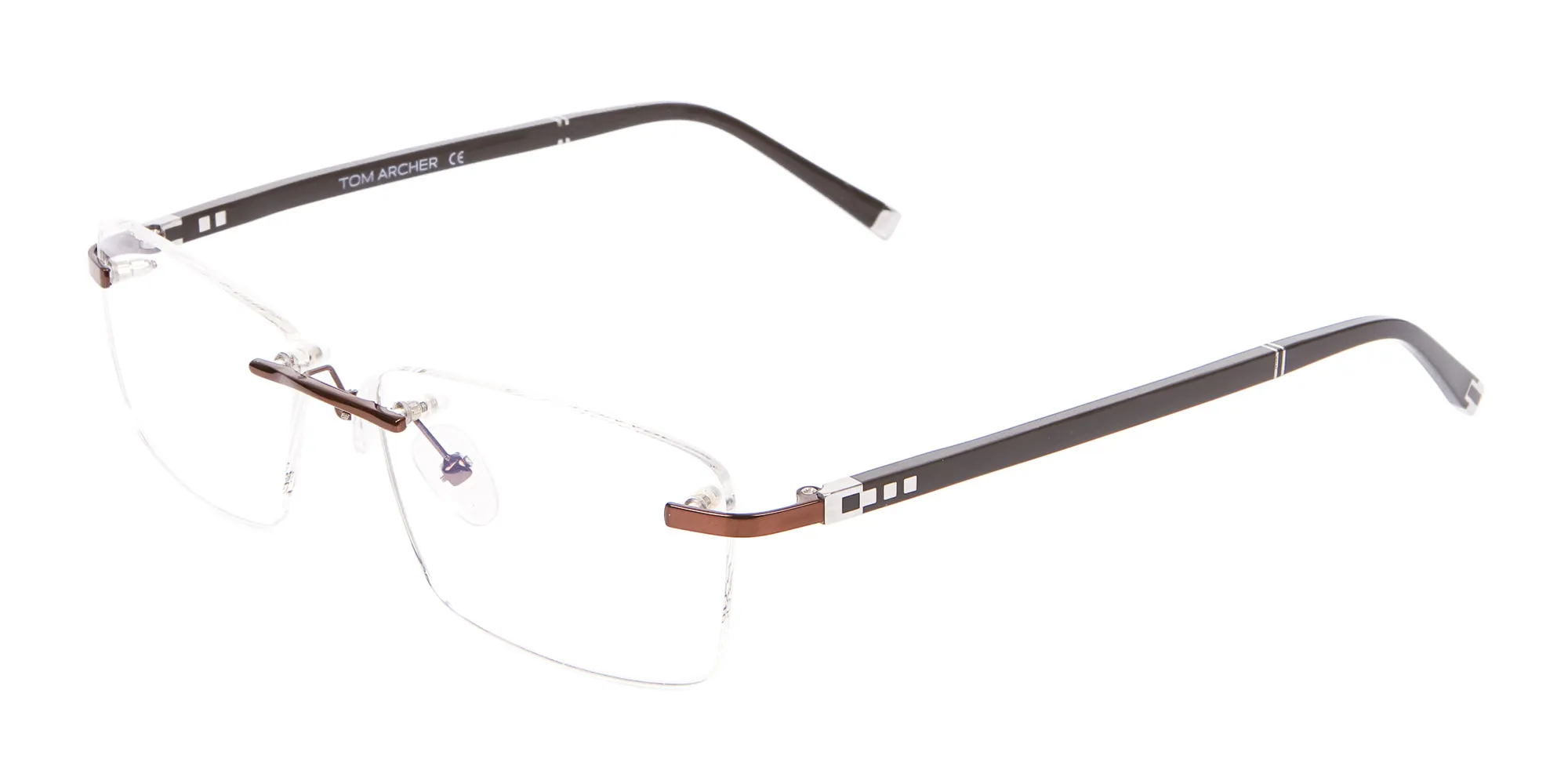 Man Woman's Rimless Frame Brown, Glasses UK-2