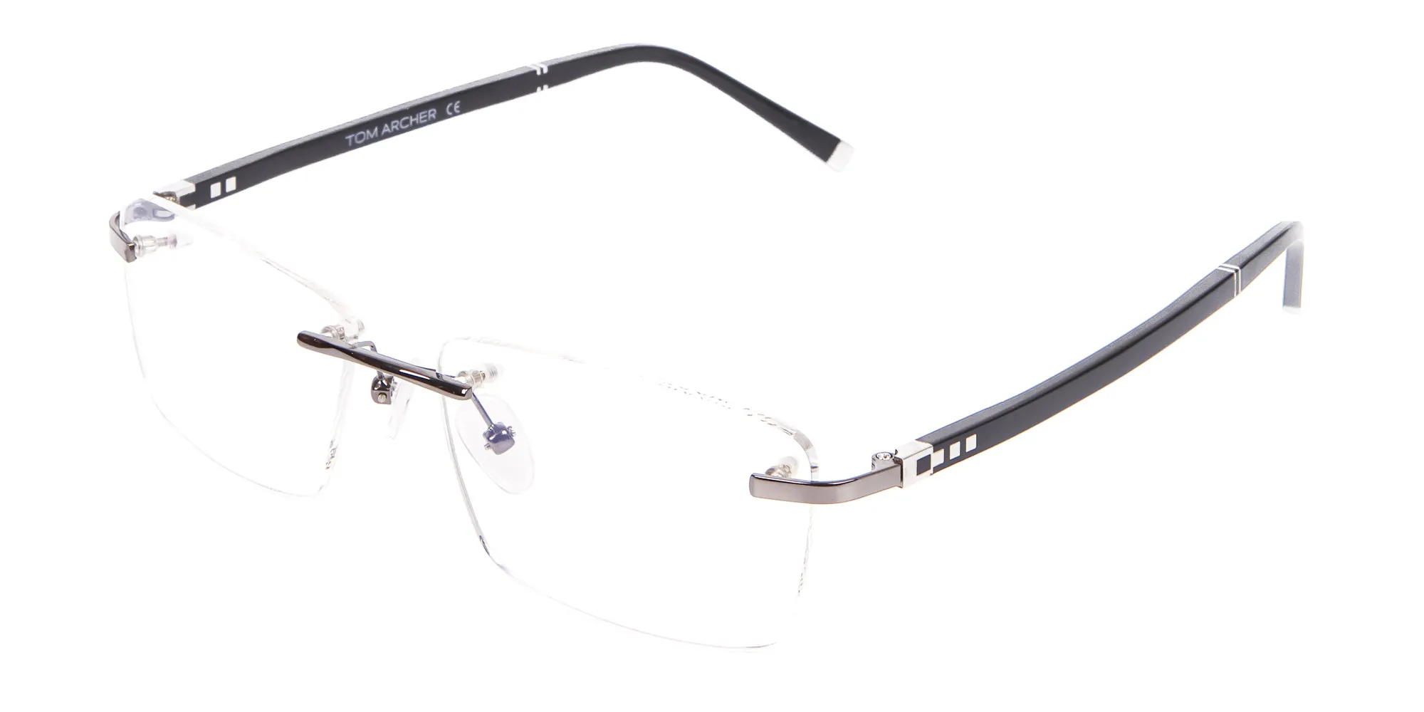 Detailed Rimless Glasses & Ticker Temple-2