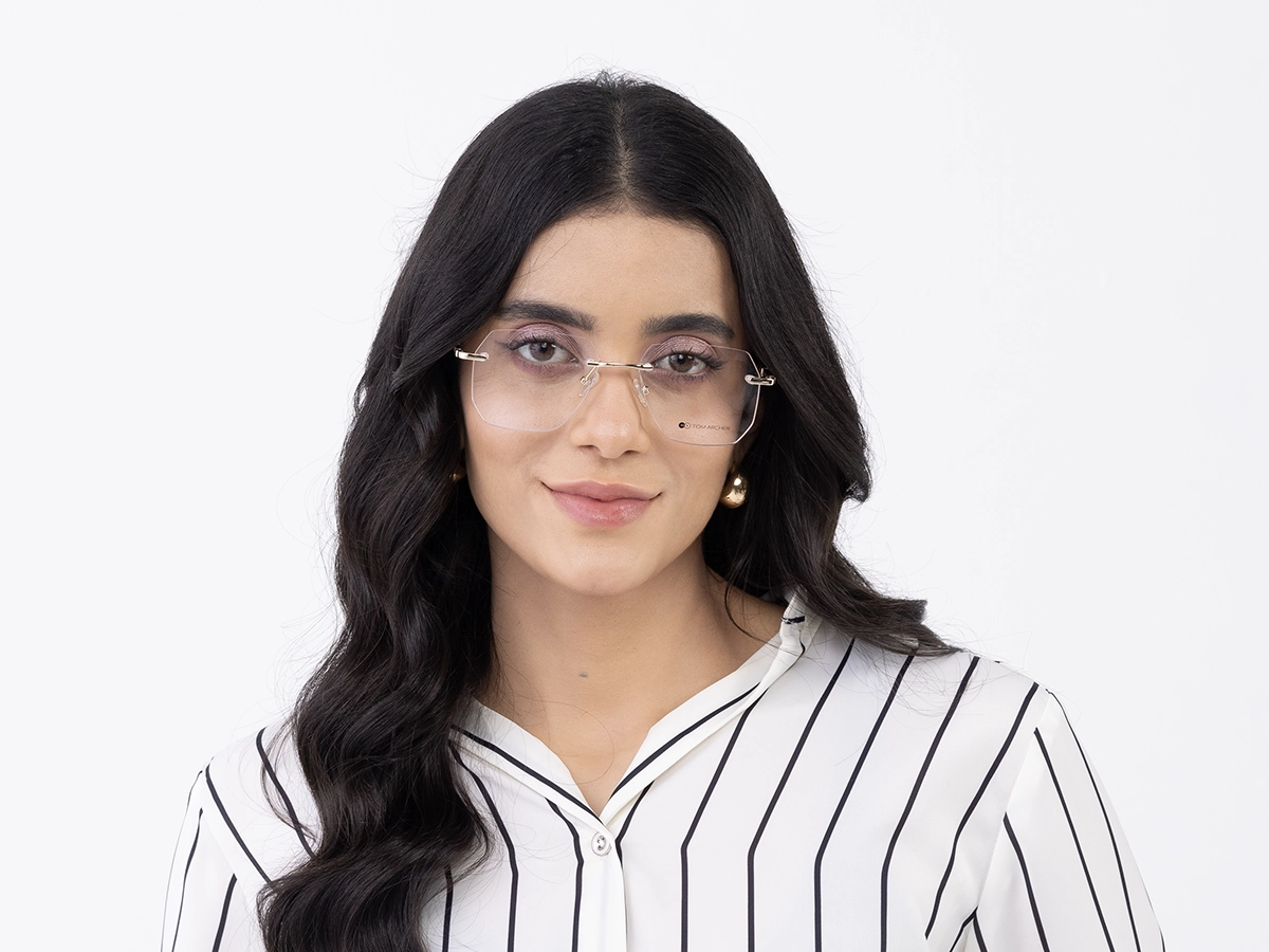 Metal & Wood Frame Champagne Gold Eyeglasses 51