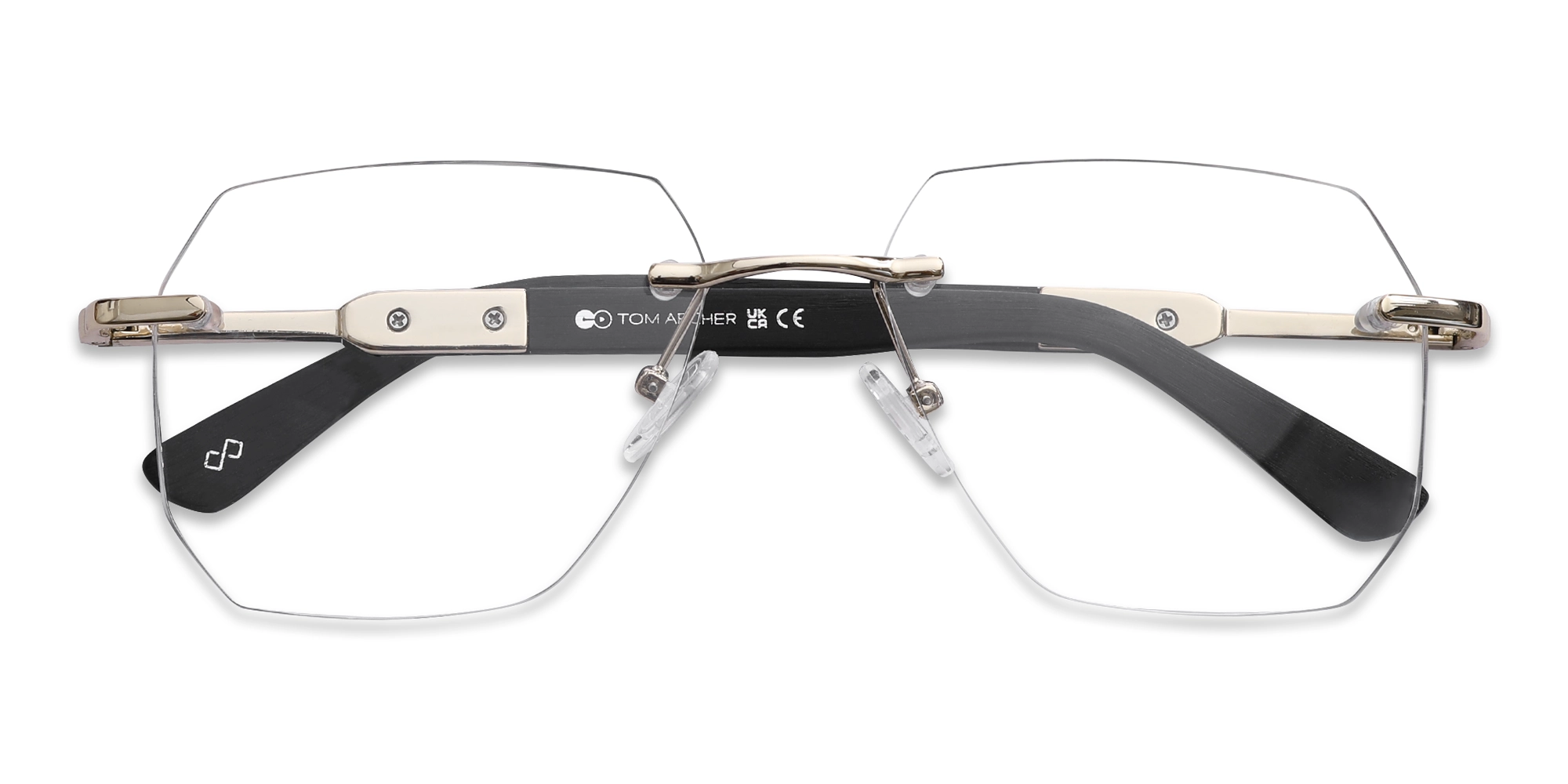 Metal & Wood Frame Champagne Gold Eyeglasses 5