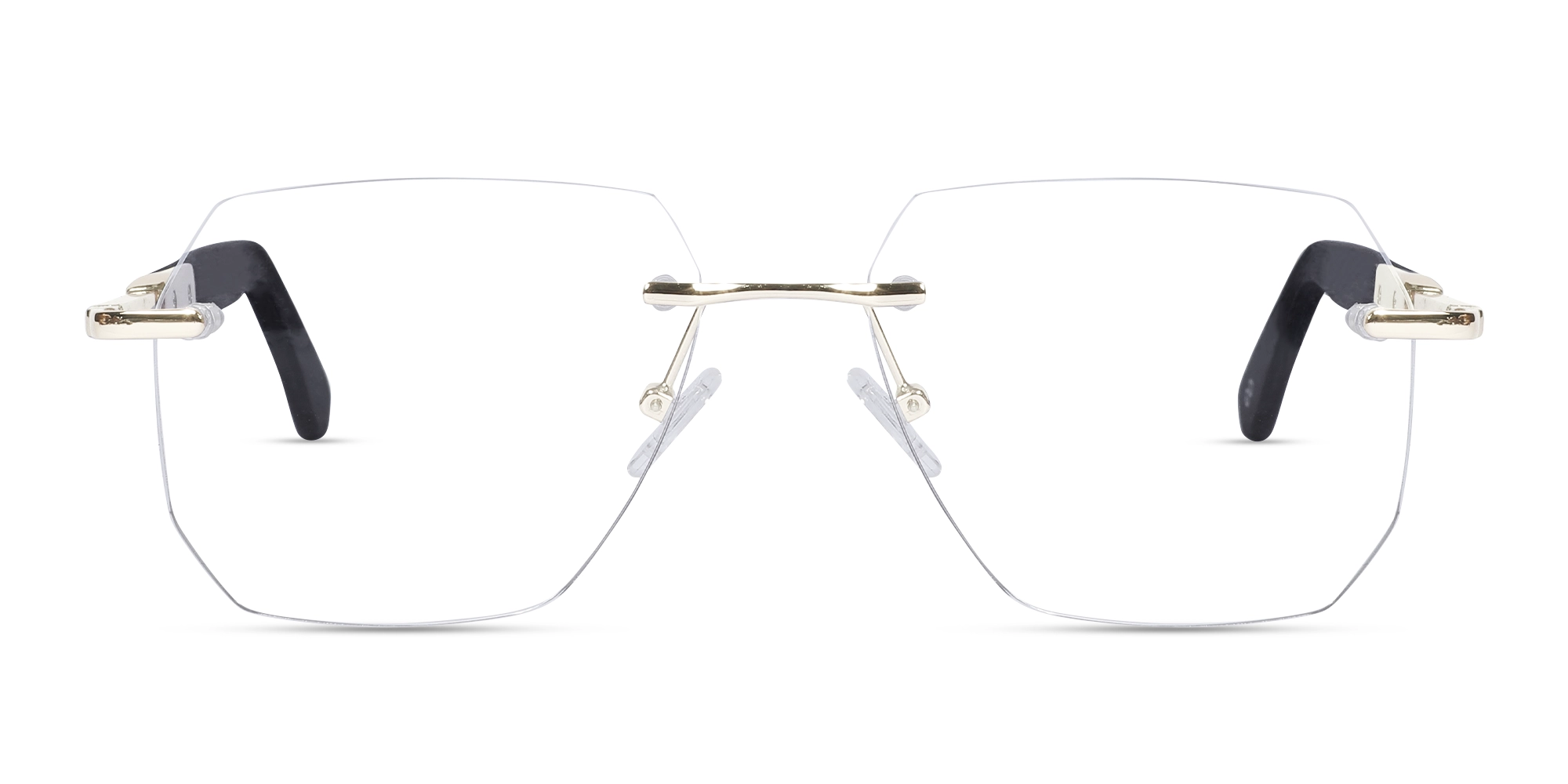 Metal & Wood Frame Champagne Gold Eyeglasses 1