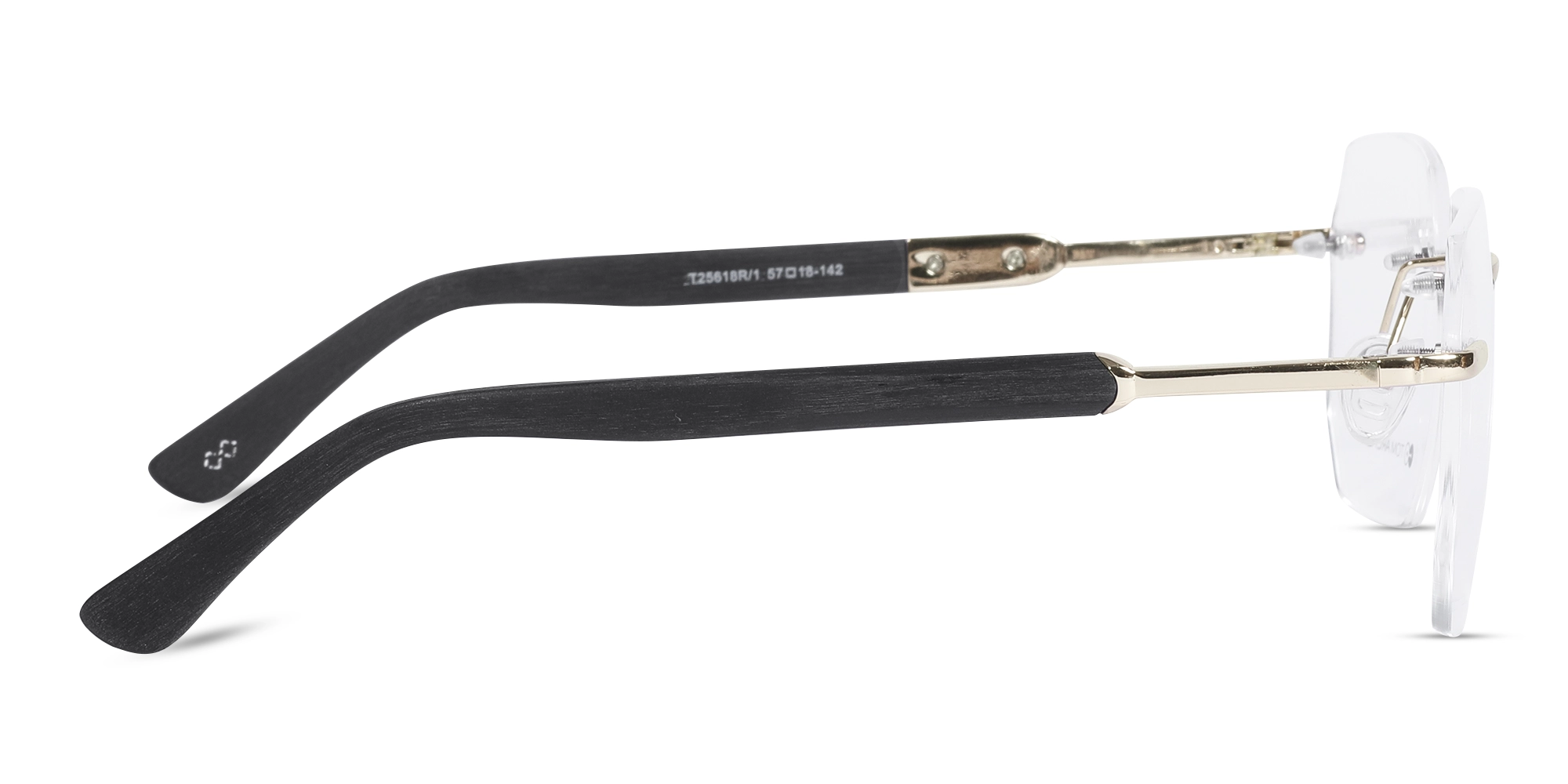 Metal & Wood Frame Champagne Gold Eyeglasses 4